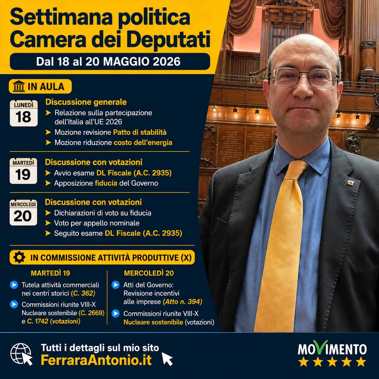 Settimana politica | 18–22 maggio 2026