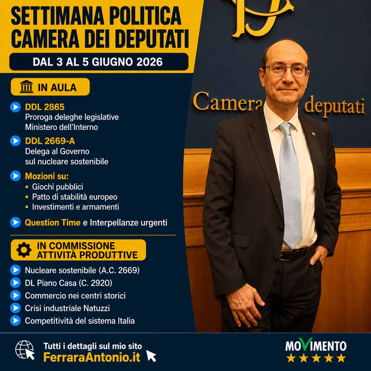 Settimana politica | 2–5 giugno 2026 