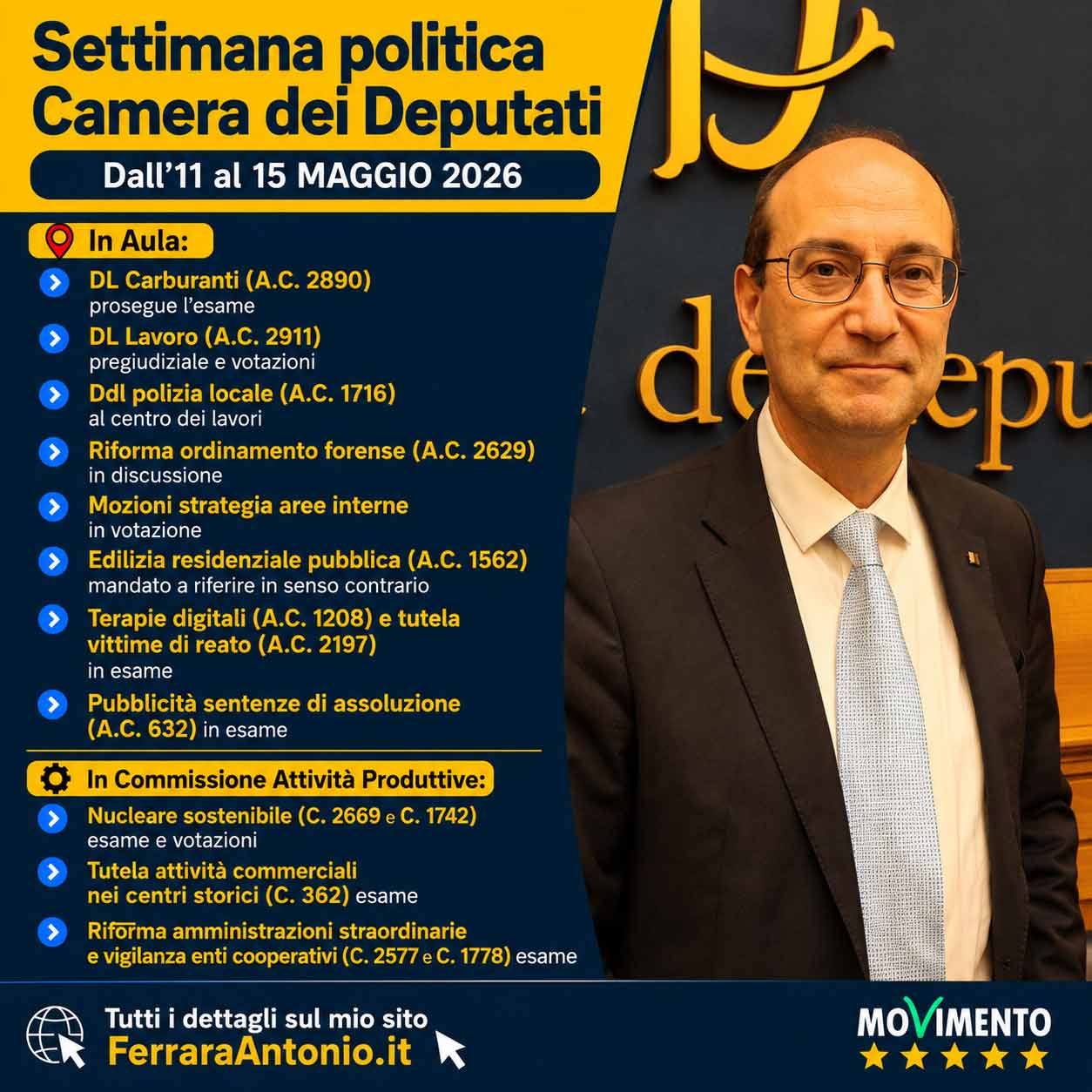 Settimana politica | 11–15 maggio 2026
