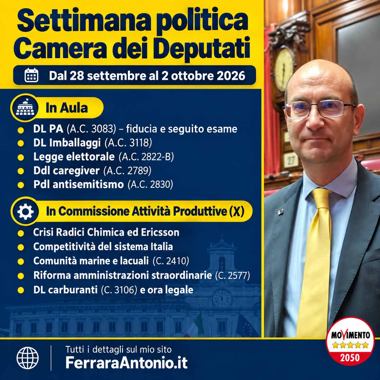 Settimana politica | 28 settembre – 2 ottobre 2026