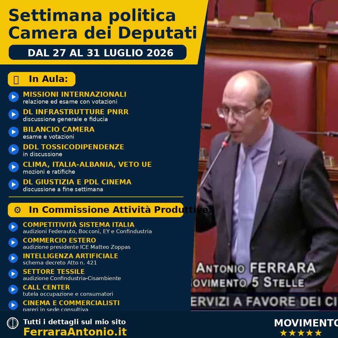 Settimana politica | 27–31 luglio 2026